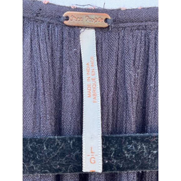 Free People Black Boho Embroidered Tunic Mini Dress Long Sleeve Size L - Picture 4 of 13